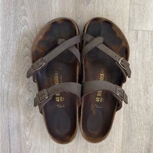 Birkenstock Mayari Mocha Cross-Strap Toe Sandals